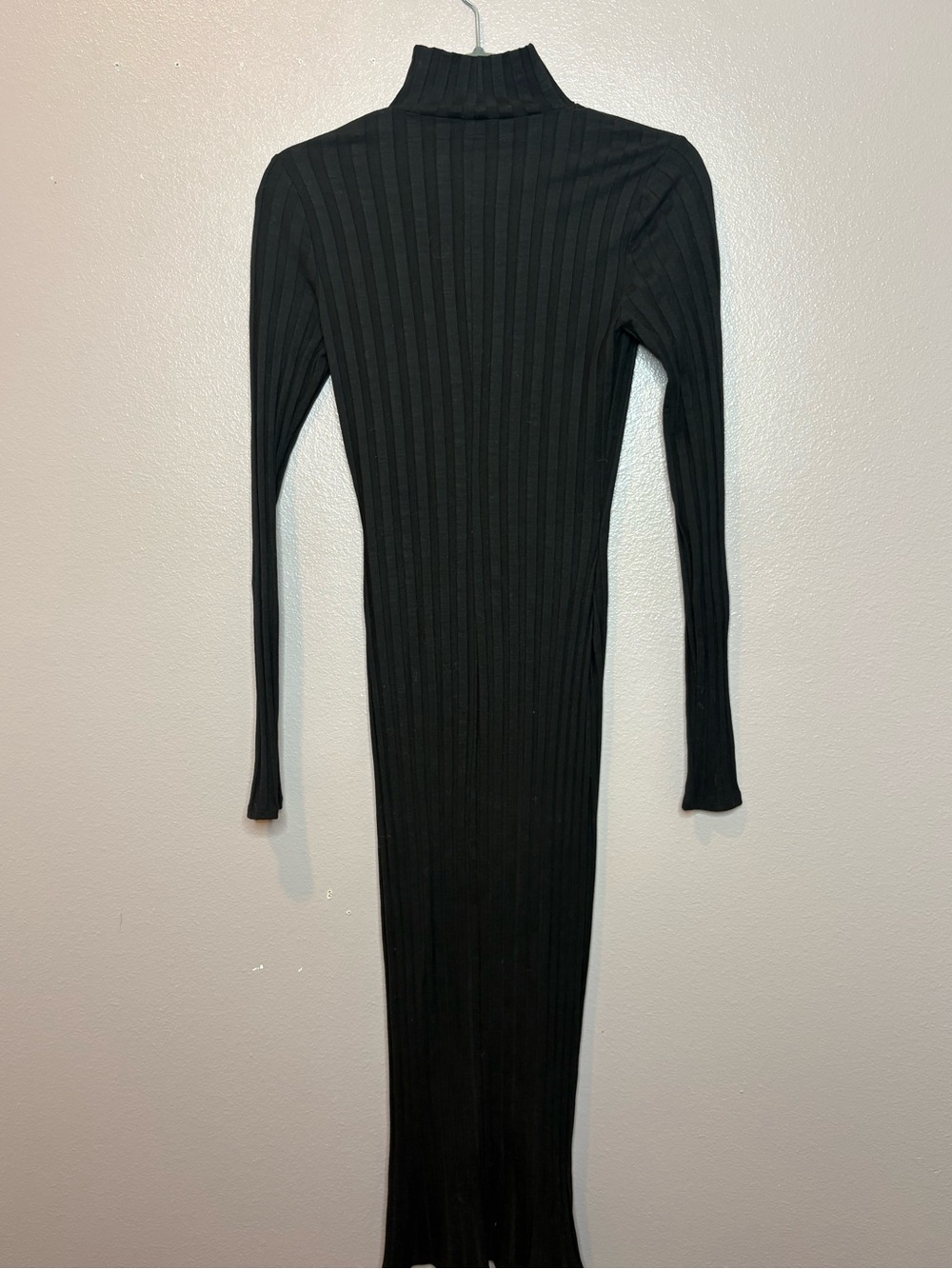 Reformation Black Ribbed Long-Sleeve Maxi Dress